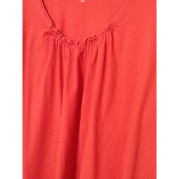 Woman Within Coral Red V-Neck Top Ruching Detail Short Sleeve Size 2X 26/28 - Picture 4 of 7